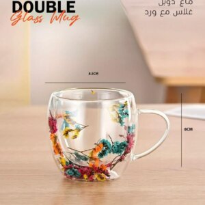 ماغ دوبل غلاس مع ورد Double Glass Mug 
AD31