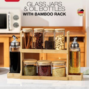 طقم بهارات مع خل و زيت بامبو Glass jars oil bottles 
BMH003