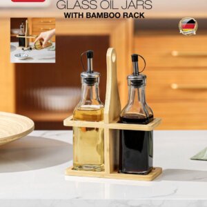 طقم خل و زيت Glass Oil Jarss with bamboo Rack 
BM001