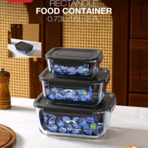 تبروير زجاج مستطيل مع غطا موماز Food Container