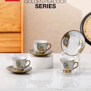 دزينة فناجين قهوة غولدن بيكوك Golden Peacock
