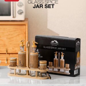 طقم خل و زيت زجاج ٤ قطع Glass Spice jar set 
BMB004