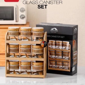 طقم بهار زجاج ٩ قطع ٣ رفوف Glass Canister Set 
BMB003