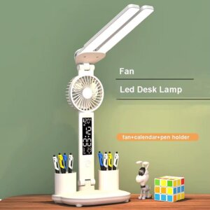 مصباح مكتبي مع مروحة _  Fan  Led Desk Lamp