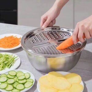 جاط ستانلس مع مبرشة _ Stainless Stell grater