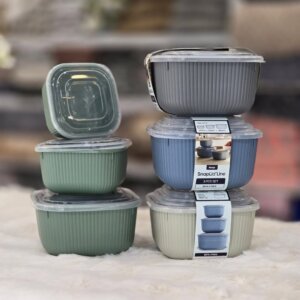 طقم تبروير ٣ قطع غطا بلاستيك Food storage Container
